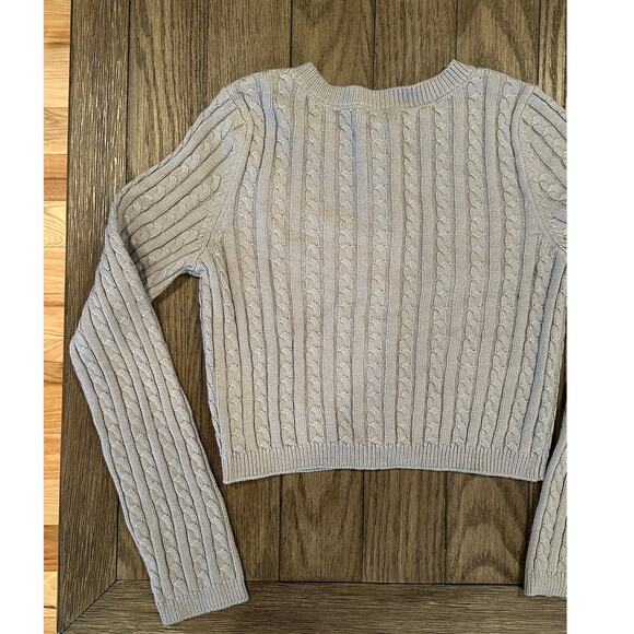 BP. Women's Gray Cable Knit Button Down Crop Cardigan Sweater Long Sleeve S NWT - Picture 5 of 9
